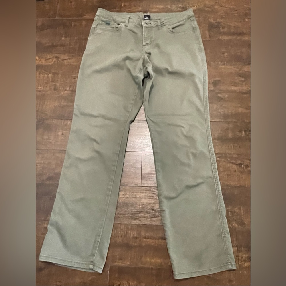Kuhl Kontour Straight Leg Chino Pants Womens Sz 14 Reg Green Stretch Hiking